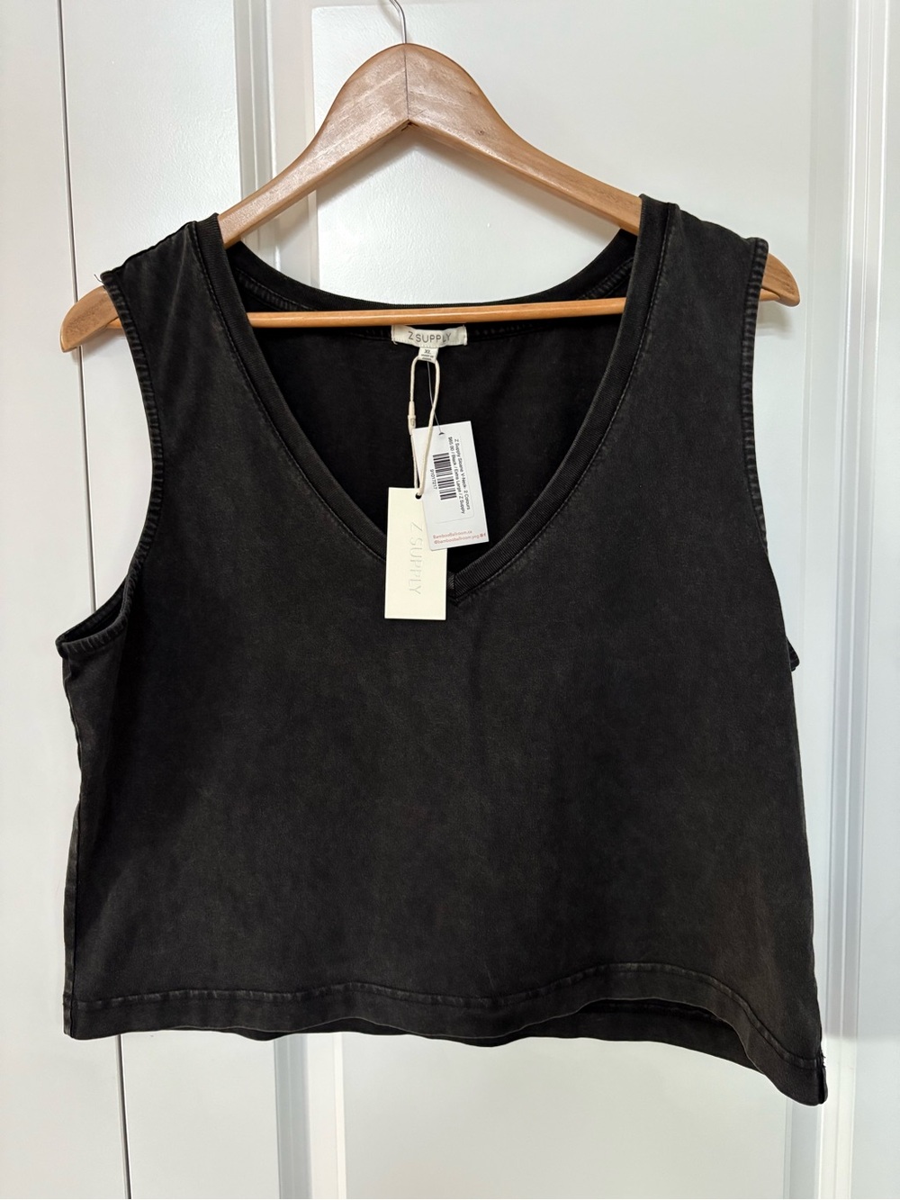 Z Supply NWT Sloane Black Washed V-Neck Tank Top Cropped XL
